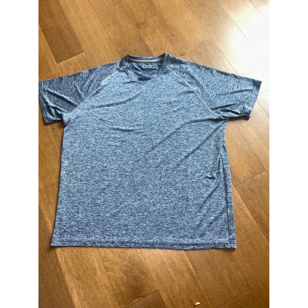 Under Armour HeatGear Mens XL Blue Heathered Raglan Short Sleeve Training Shirt